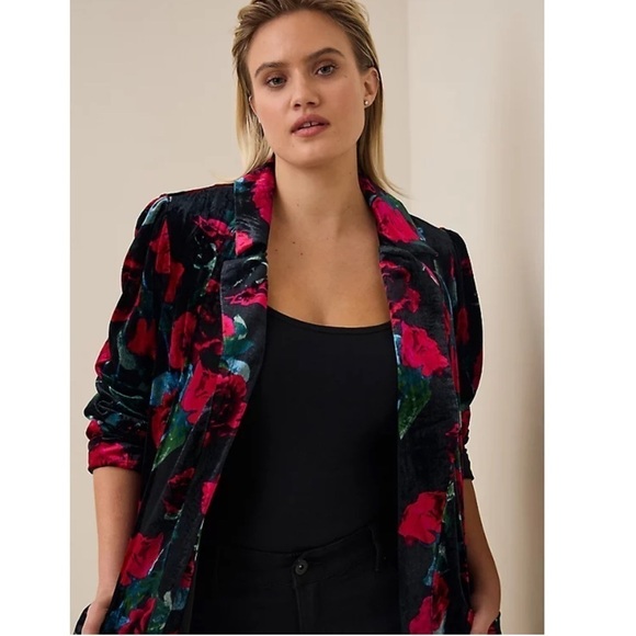 Torrid floral VELVET DUSTER KIMONO - Picture 4 of 11